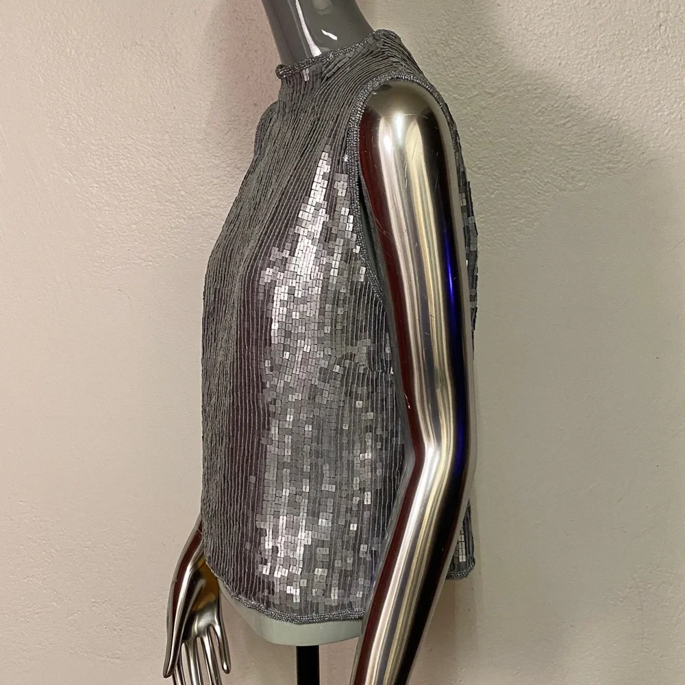Holt Renfrew Silver Sequin Top, 14 - Picture 5 of 10